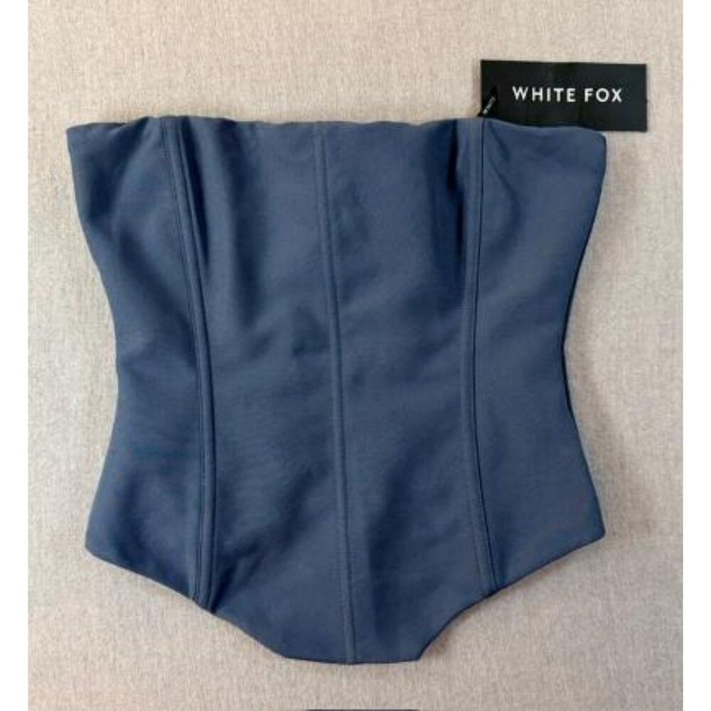 NWT White Fox Boutique Let It Go Strapless Corset Top  Blue Boned Bustier XXS